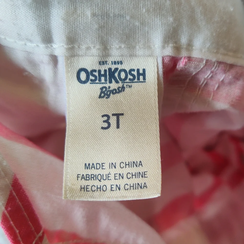 Oshkosh B'Gosh Pink Striped Overalls Dress 3T